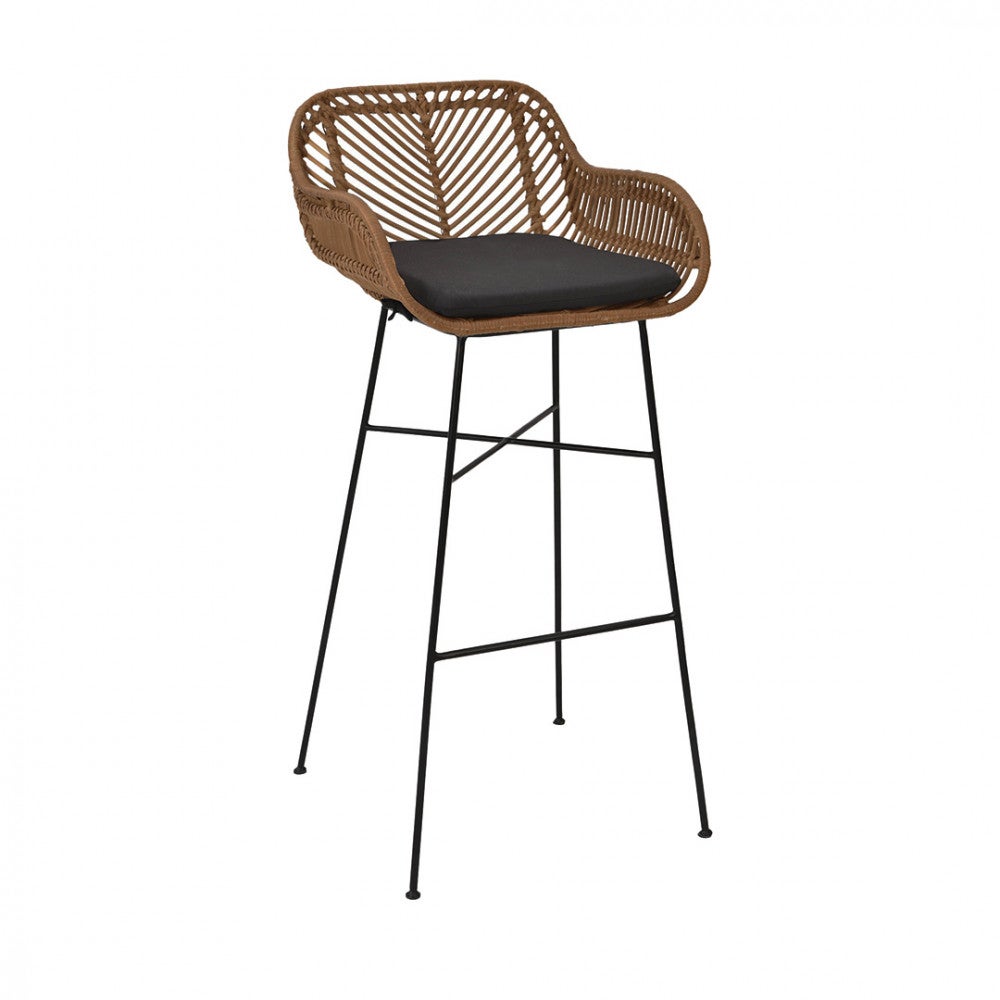 Nunuhai - Lot de 2 tabourets de bar en rotin H76cm - Bois foncé - 4