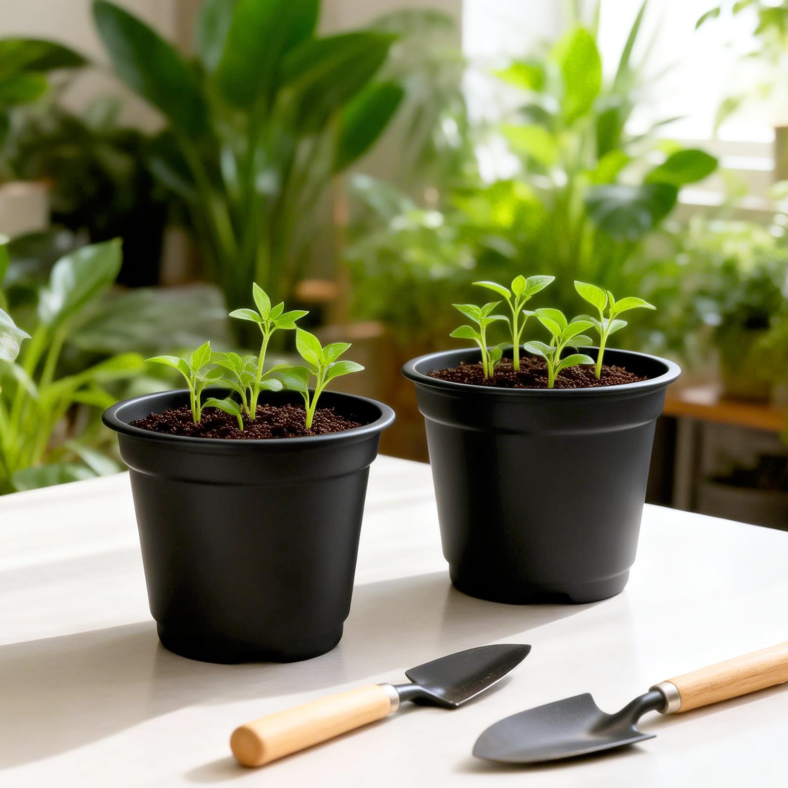 100Pièces 15CM Pot pour Semis,Pot de Fleurs Plastique Plante Exterieur,Pot Rempotage,Godets pour Semis Tomates,Noir - 2