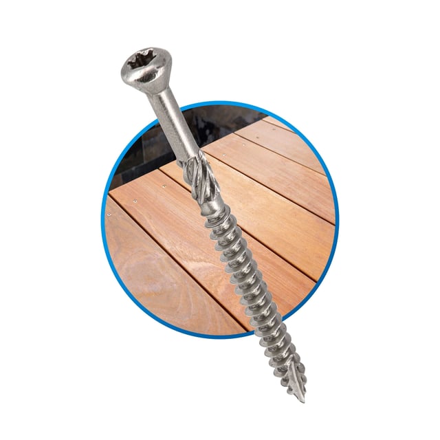 1000 vis terrasse INOX A2 - TX25, D. 5 x 70 mm tête réduite crantée + embout offert