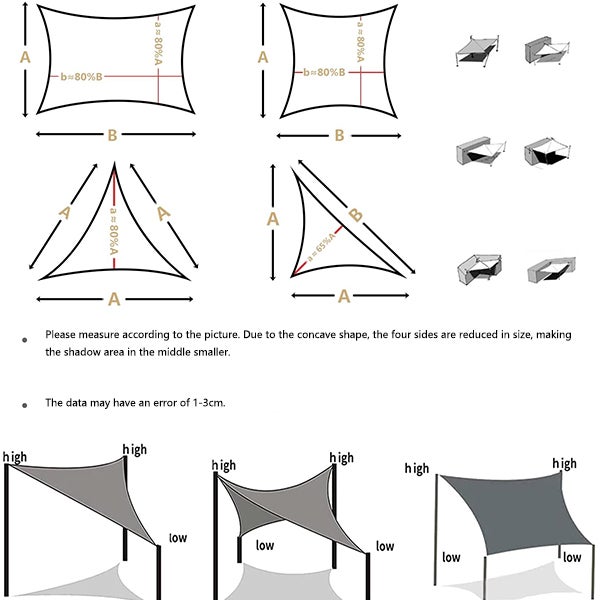 Spi beige imperméable, voile de jardin 3x4x5 m, pare-soleil protégé UV avec accessoires - 4