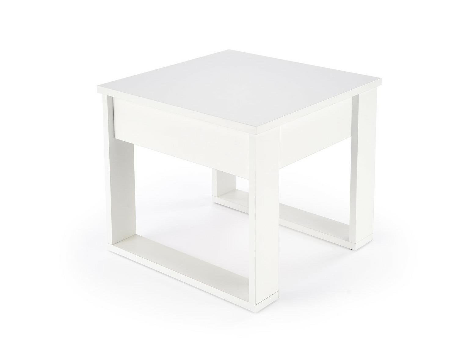 Stolik kawowy Halk S kwadratowy z szufladą INTESI biały nowoczesny do salonu 60x60 cm 1 szt.