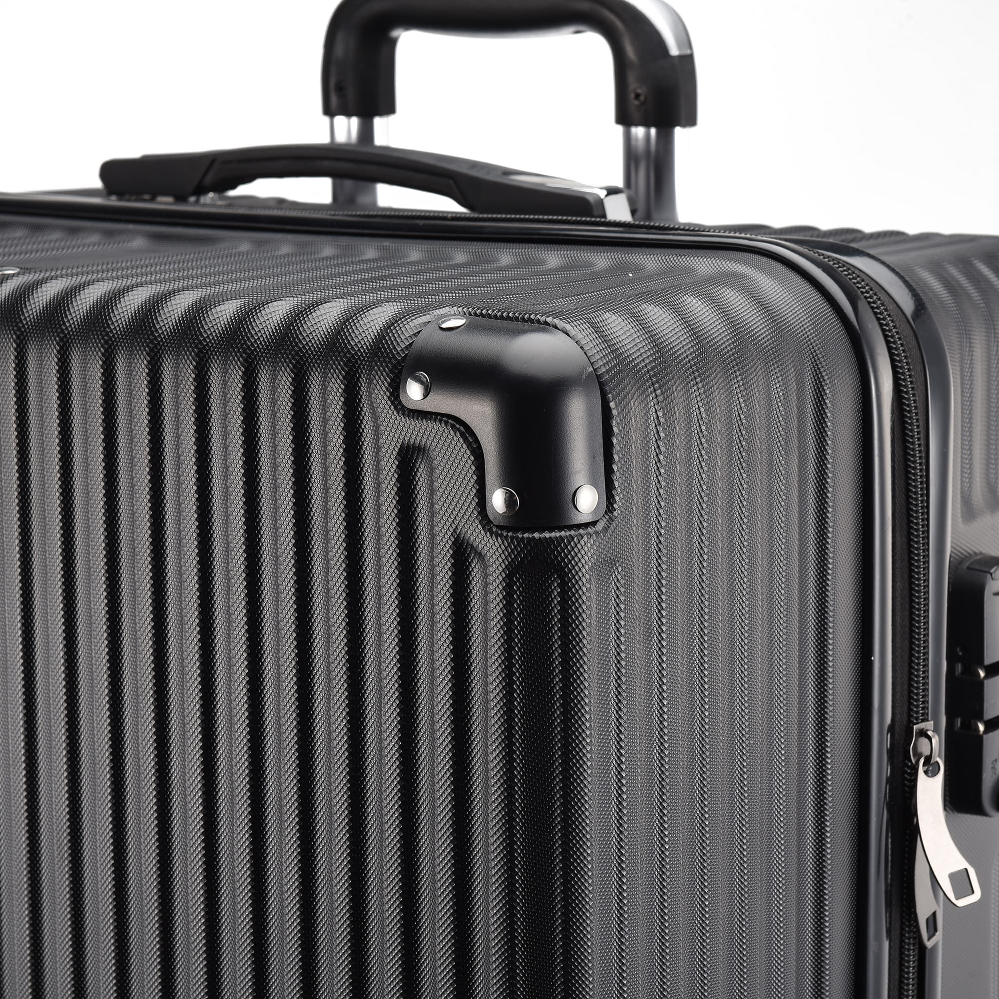 Ensemble de 3 valises extensibles classiques noires - Roues doubles pour plus de stabilité et de sécurité avec serrure TSA (20