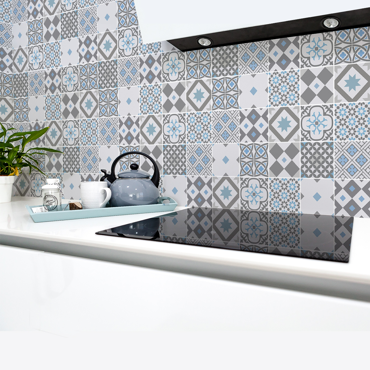30 vinilos baldosas de cemento azulejos ceuta - adhesivo de pared - revestimiento sticker mural decorativo - 30stickers10x10cm