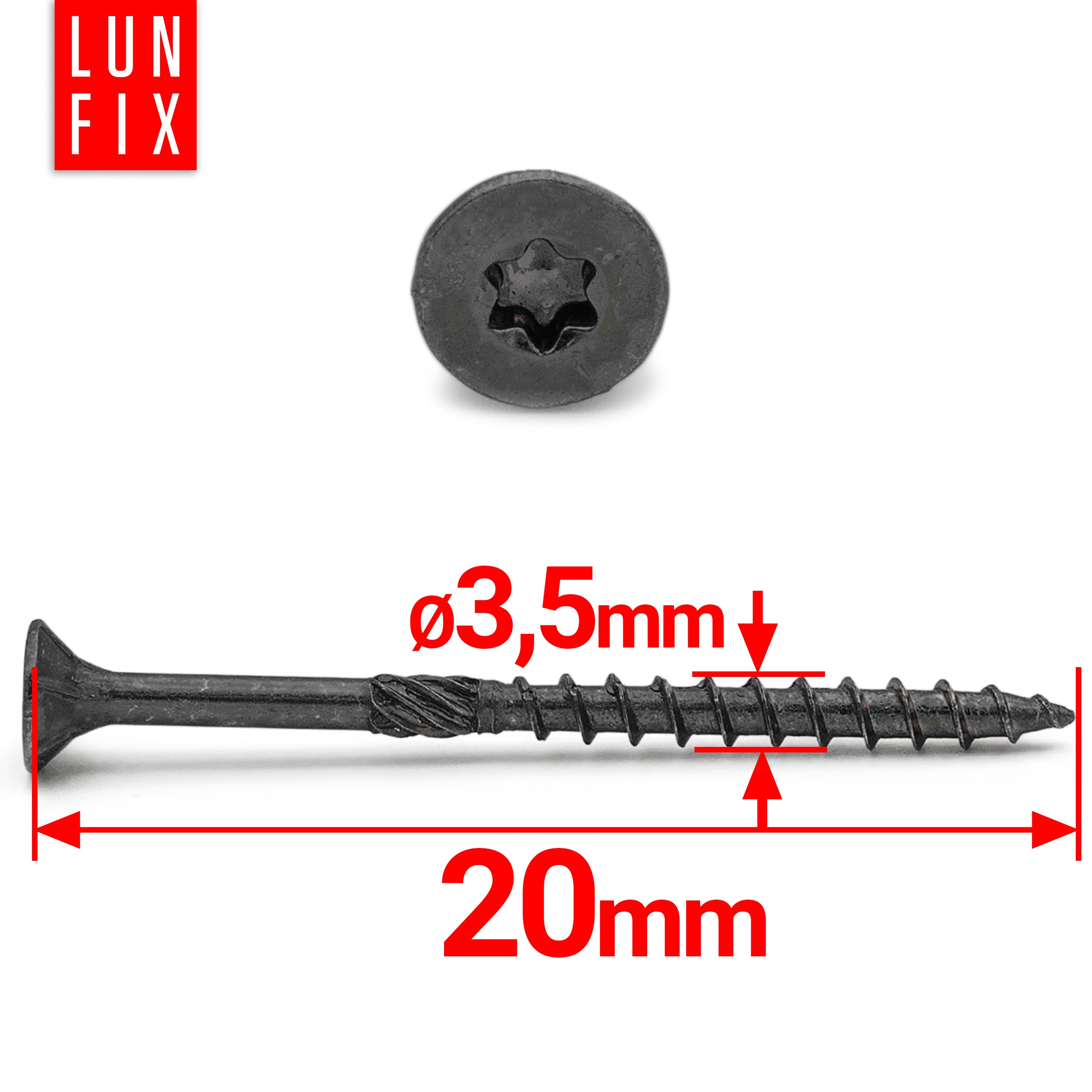 Wkręty ciesielskie czarne stożkowe 3,5x20mm 100szt. - 2
