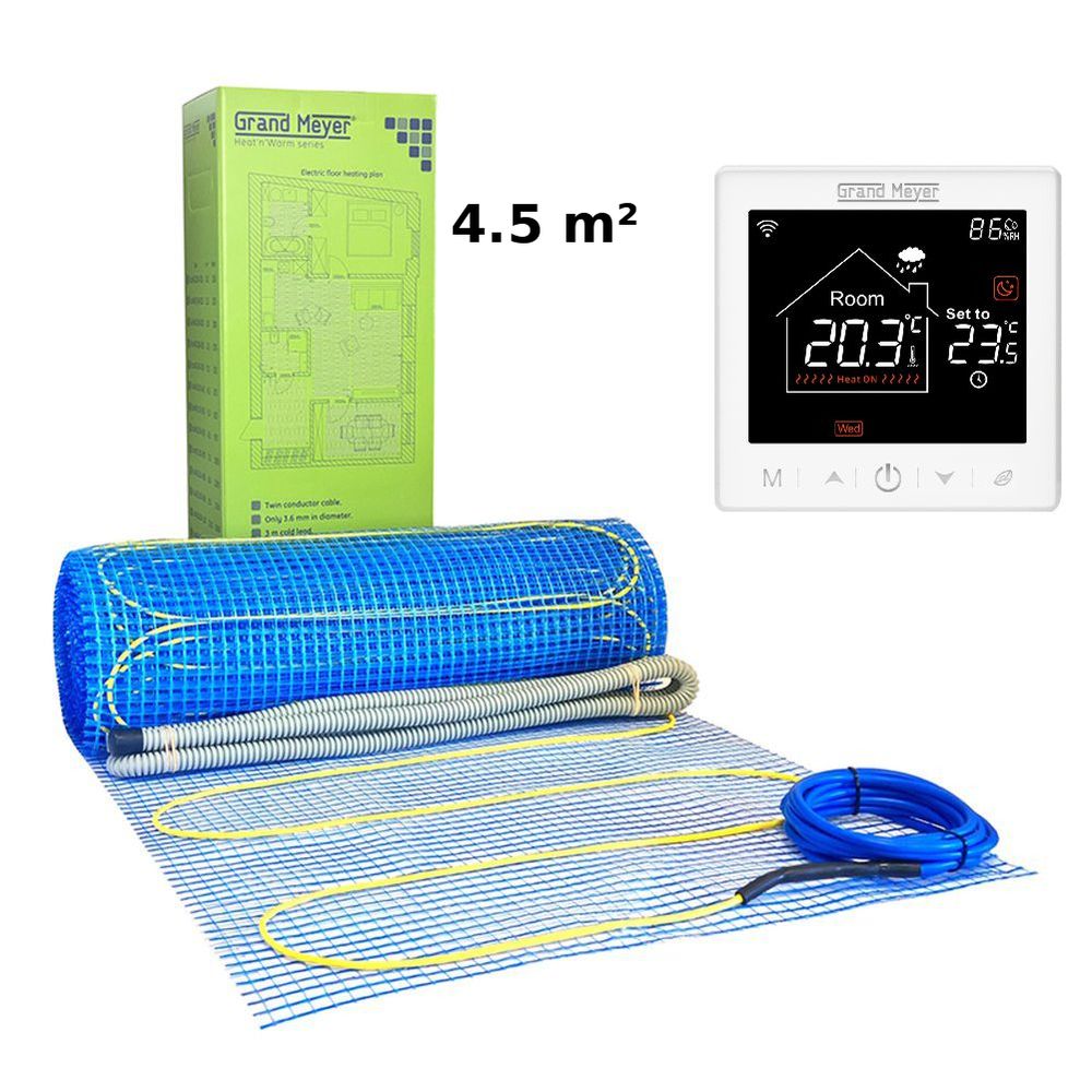 Zestaw Mata grzewcza 4.5 m² 170 W/m² + Termostat Wi-Fi programowalny SN-10