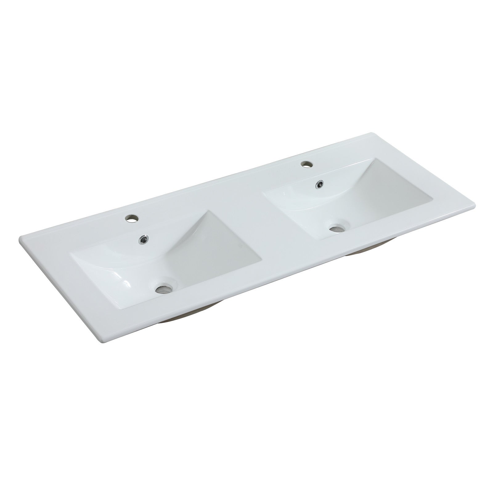 Meuble double vasque 120cm avec plan céramique SORRENTO Décor chêne + colonne - 4