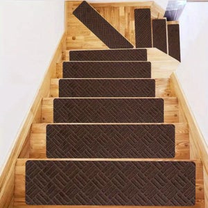 Tapis D'escalier Autocollants Aspect Sisal 15 Pcs | Marchettes D Escalier %7c Tapis De Marches D Escalier 56x17x3 Cm