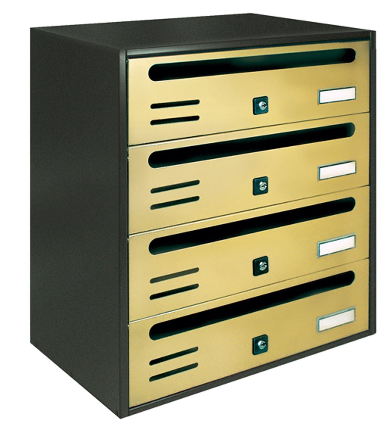 Buzón con 4 cubos blockbox oro horizontal ALUBOX | Leroy Merlin