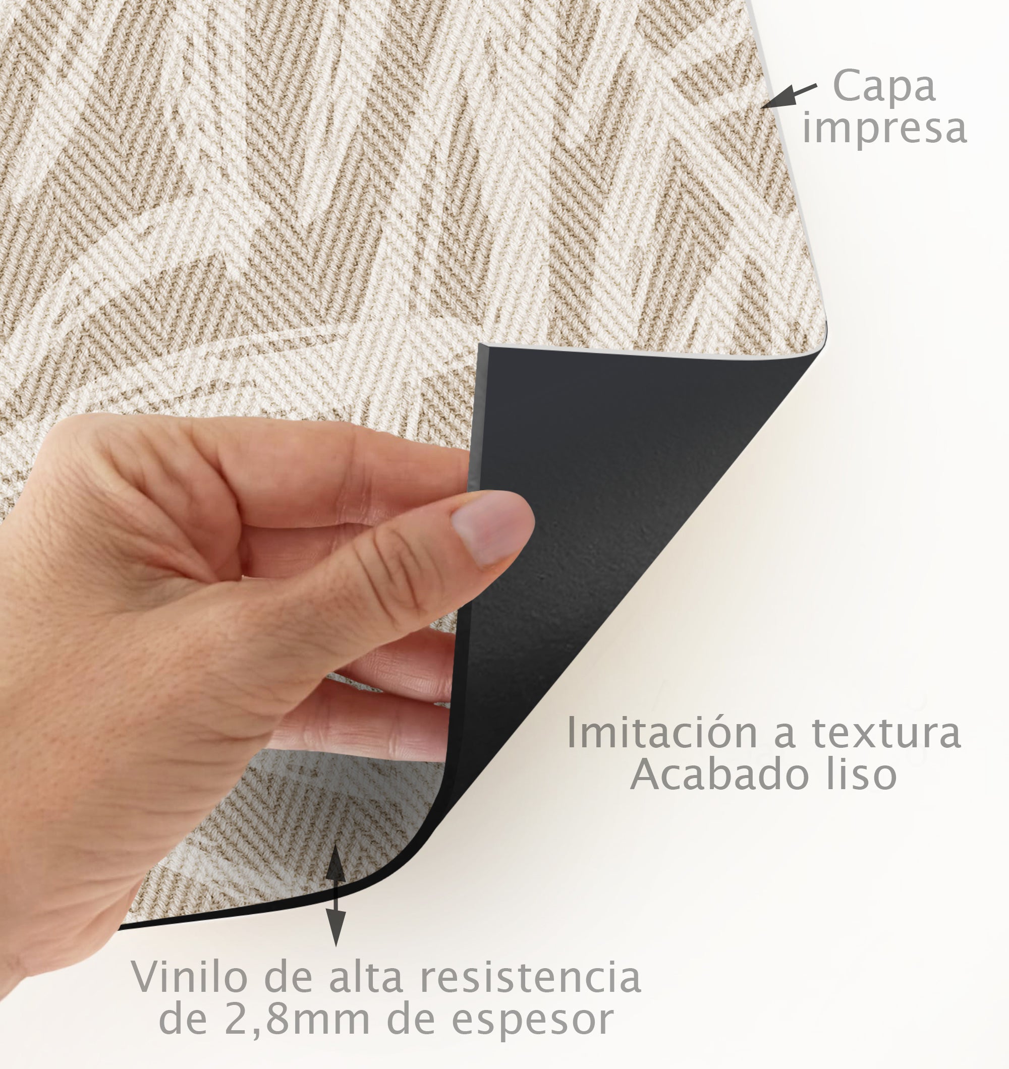 Tapis PVC intérieur/extérieur Feuilles beiges [Diam] 150 cm - PVC imprimé, lavable, ignifuge, pour le salon et la cuisine - 4