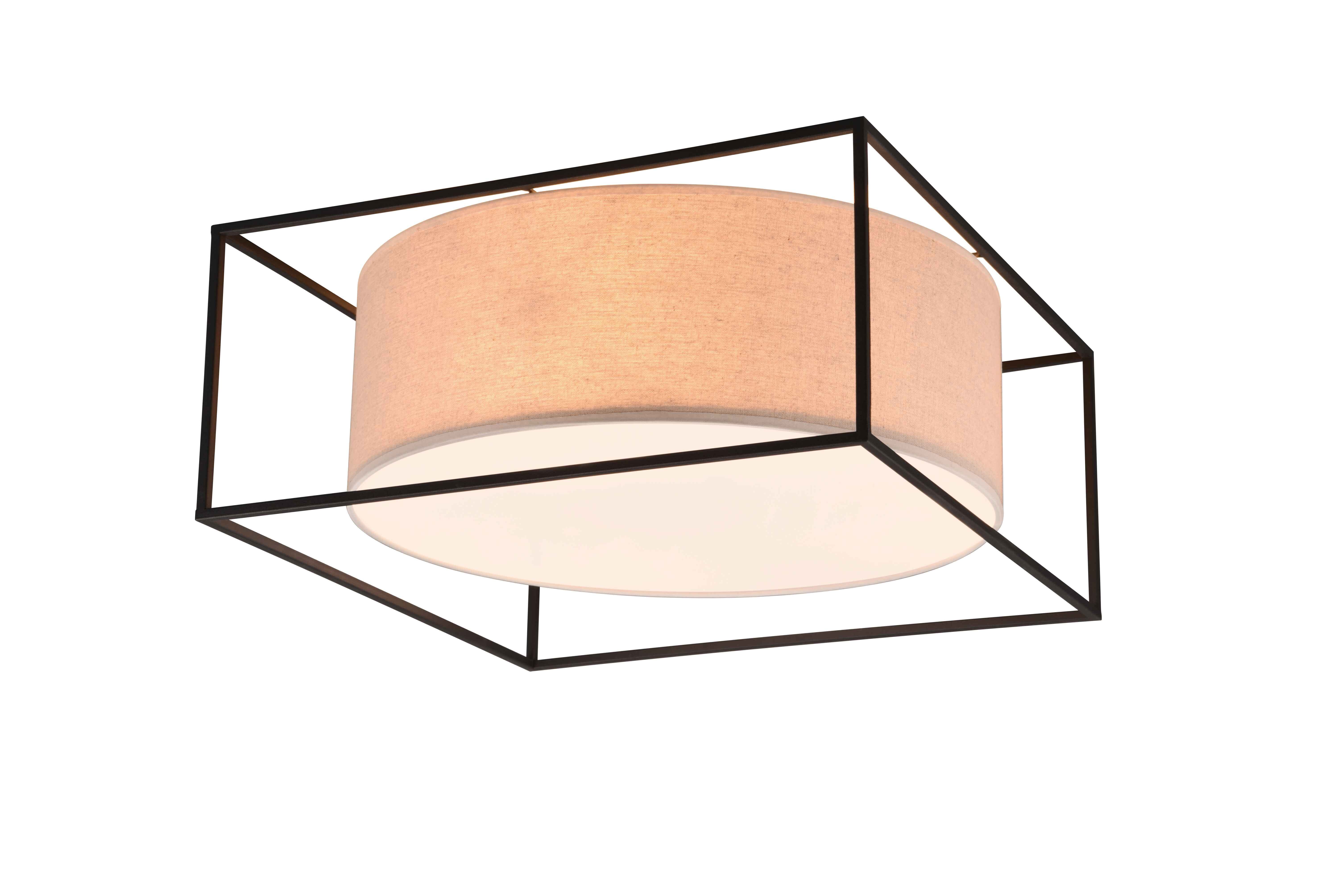 Lampa sufitowa ROSS czarno-beżowa 3xE27x25W tkanina wym:22x50x50cm IP20 Trio