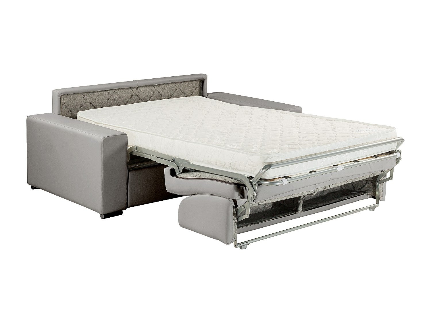 Canapé 3 places convertible express en simili EMIR - Gris - Couchage à lattes larges 140 cm - Matelas 14 cm - 3