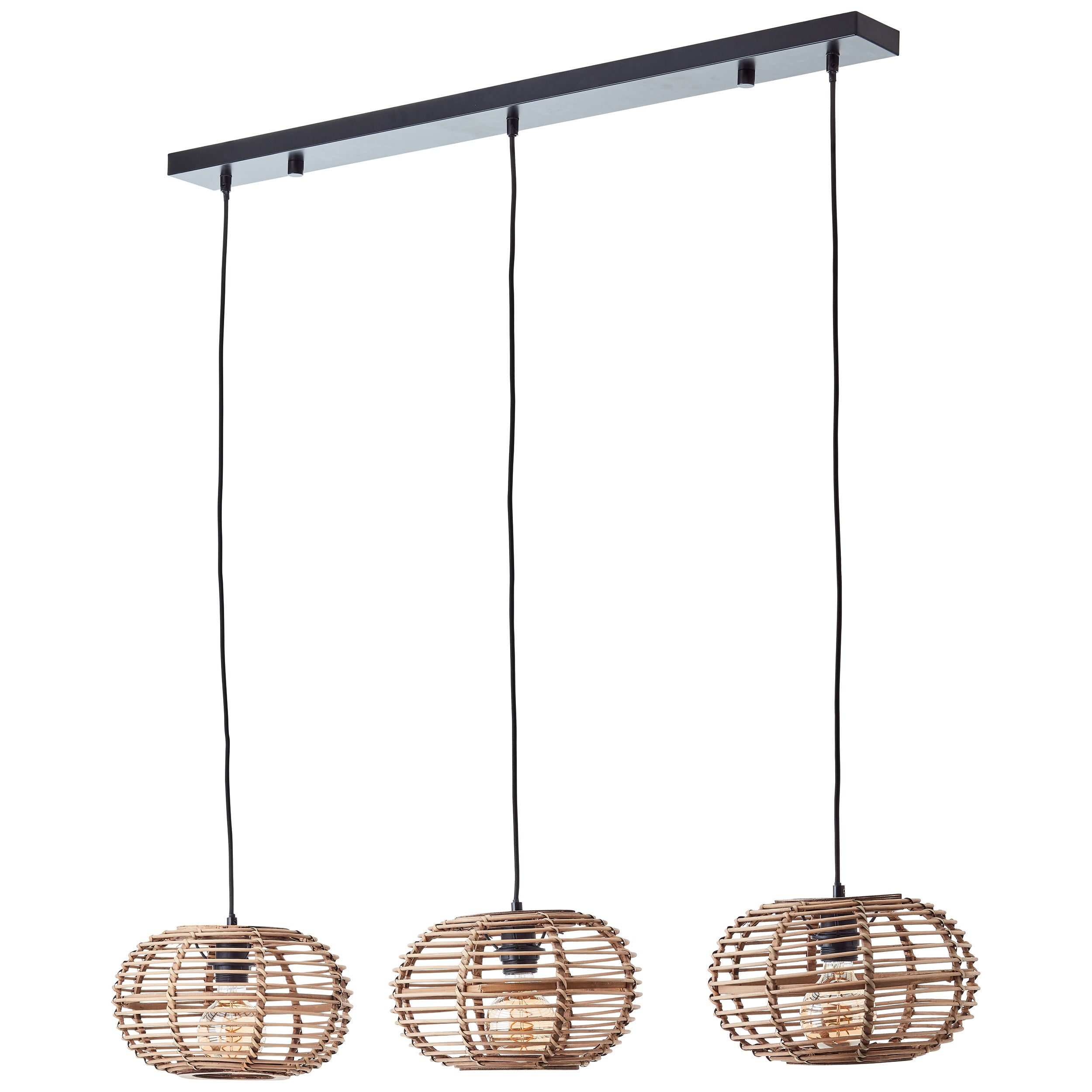 Brilliant lampa wisząca Woodball 3 źródła światła czarny mat/bambusowy brąz aluminium 3x A60, E27, 40 W - 4