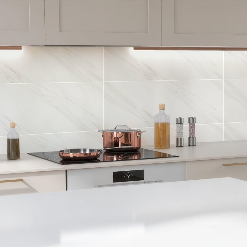 10 Pièces Autocollants pour carrelage, papier peint auto-adhésif en PET imperméable, résistant à l'huile,blanc - 8