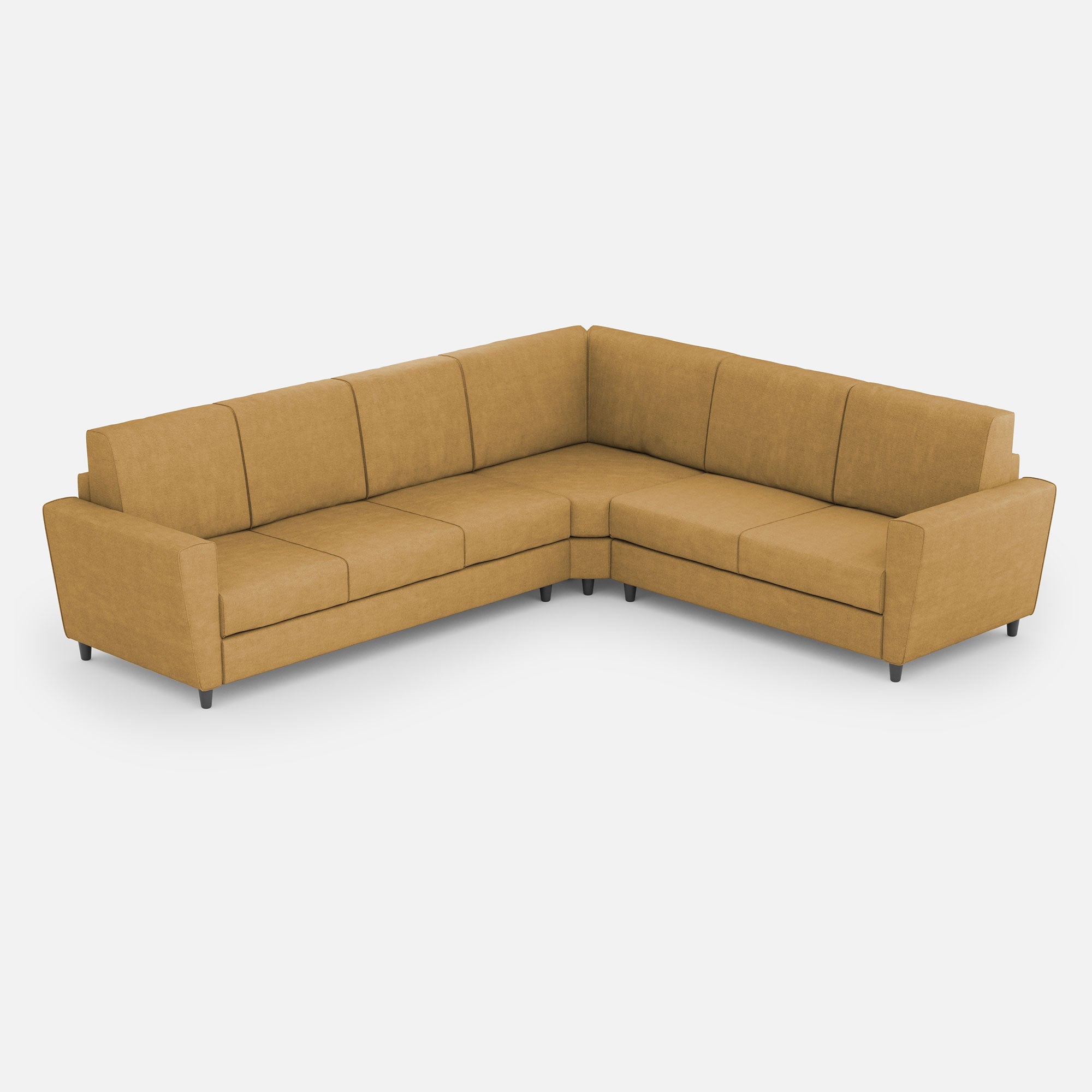 Sofá yasel de 3 plazas (tres plazas de 60 cm) + rincón + sofá de 2 plazas (dos plazas de 60 cm) dimensiones exteriores l.288x228 ocre