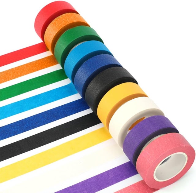 Ruban adhésif inscriptible arc-en-ciel, ruban adhésif décoratif transparent, rouleau pour bricolage et peinture 10 mm x 13 m, 10 pièces