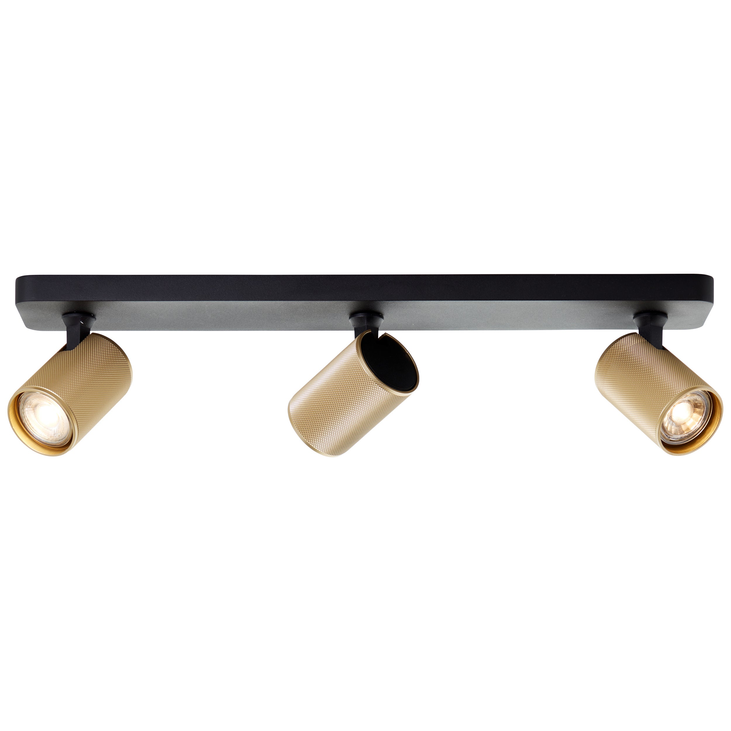 Bright Marty LED bar lamp 3 black sand/matt gold metal/bamboo bulbs 3x GU10, 10 W, żarówki LED w zestawie i wymienne