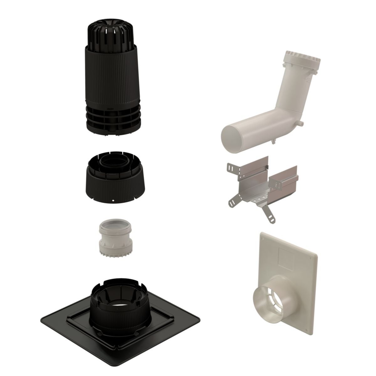 Ubbink - Kit 2 en 1 Renolux Condensation D80/125mm noir - 184444 - 2