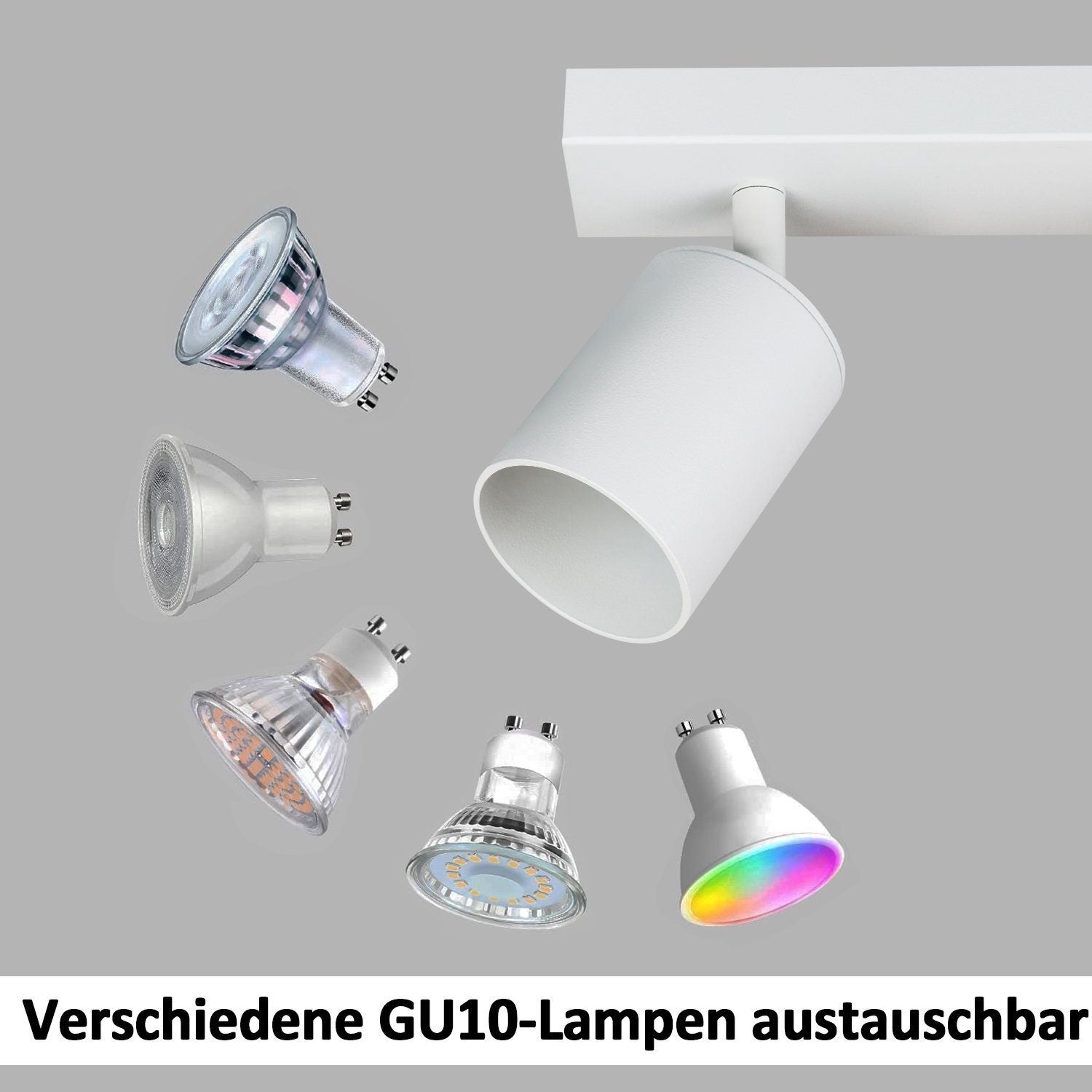 NETTLIFE Focos LED Blancos GU10 2 Bombillas Ajustables 350° MAX.25W Lámpara de Moderna Foco de Pared Industrial para Sala de Estar Dormitorio - 5