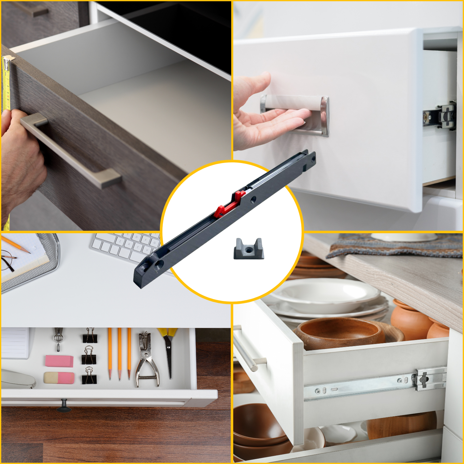 Ammortizzatore per Guide Scorrevoli Cisne H17 e Cisne H27 - Chiusura Soft Rallentata per Cassetti in Legno con Guide a Rulli Rotella - 4