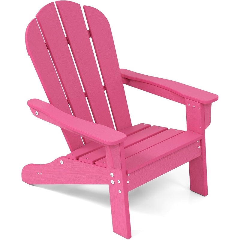 Krzesło Ogrodowe Adirondack dla Dzieci, Krzesło Ogrodowe z HDPE Odporne na Warunki Atmosferyczne z Szerokim Siedziskiem, Nośność 75 kg (Różowe)