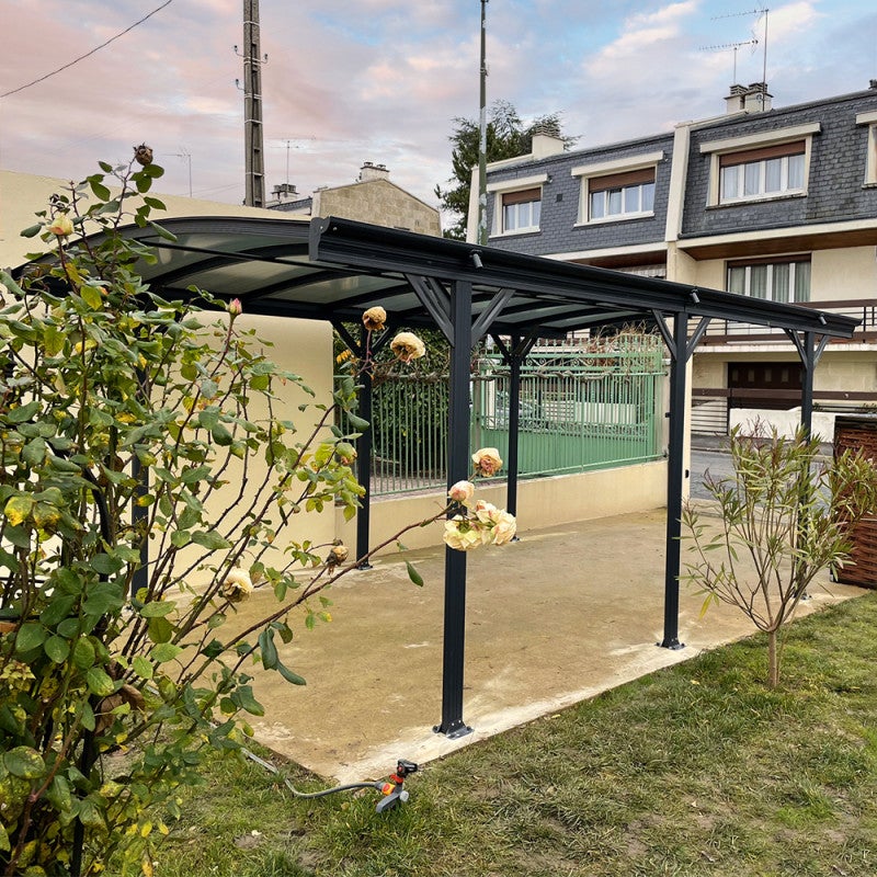 X-METAL Carport autoportant aluminium 15,15m² polycarbonate 6mm gris anthracite - 4
