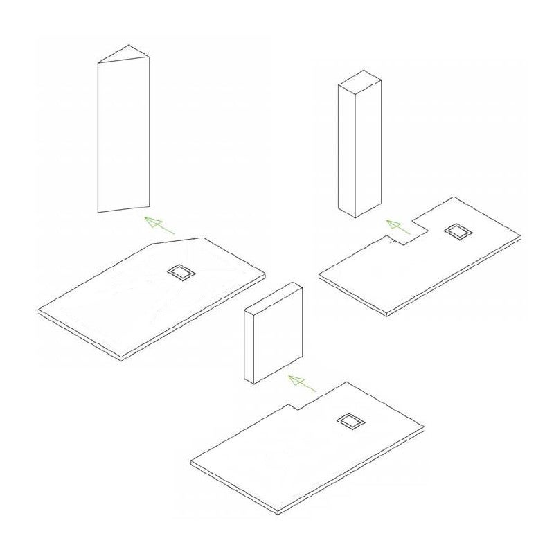 BERNSTEIN - Receveur de douche en SMC 90x90cm - 3,2cm de hauteur - gris effet béton - avec système d’évacuation type B - 3