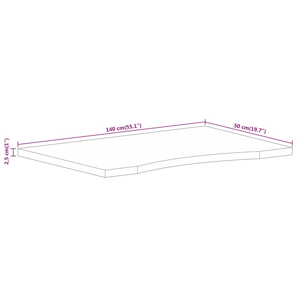 Maison Exclusive - Dessus de bureau avec courbe 140x50x2,5 cm manguier massif brut - 8