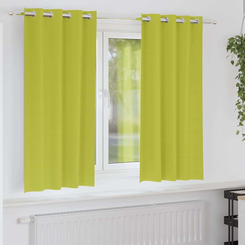 Firany blackout z kółkami 2 pcs Zielony 175 x 140 cm Poliester vidaXL