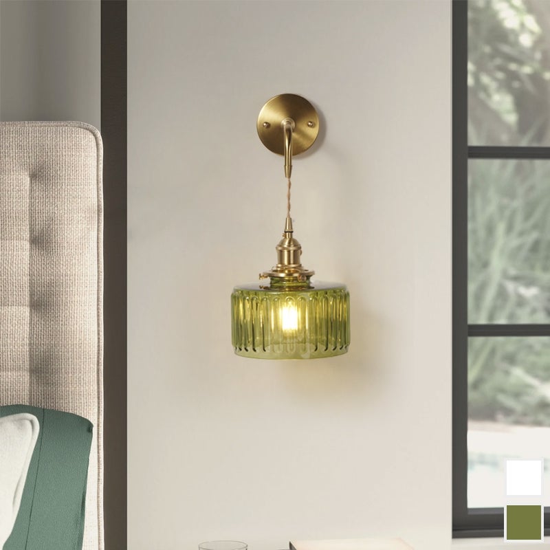 Applique murale à rayures vertes - Chaîne réglable, idéale pour le salon et l'entrée, décoration vintage, lumière chaude - 5