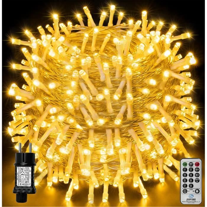 Guirlande lumineuse LED Noël 100m 1000LED IP44 étanche avec télécommande 8 modes décoration de fête pour Noël mariage Blanc Chaud - 2