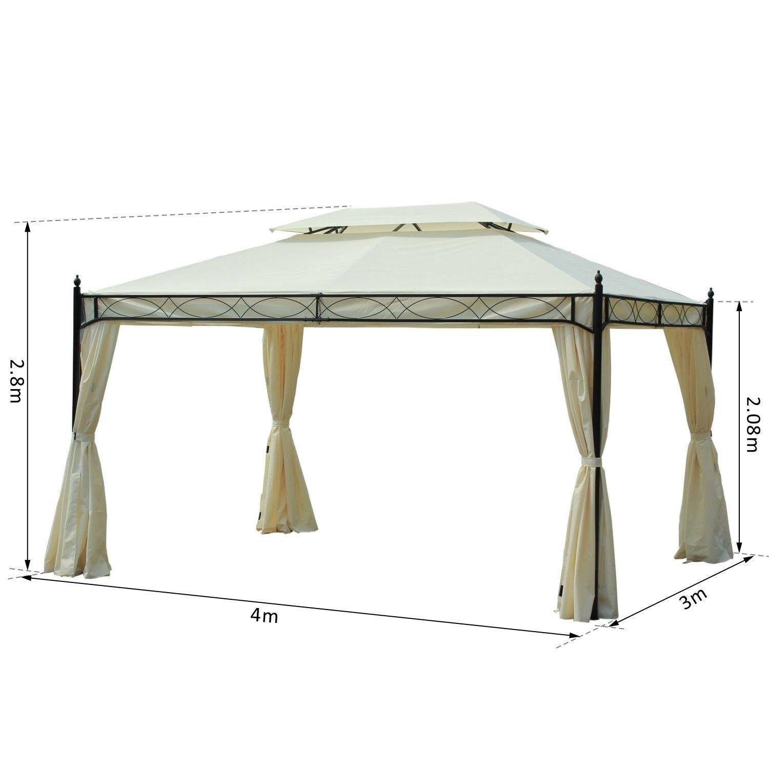 Cenador Outsunny crema acero y poliéster 300x400x280 cm - 7