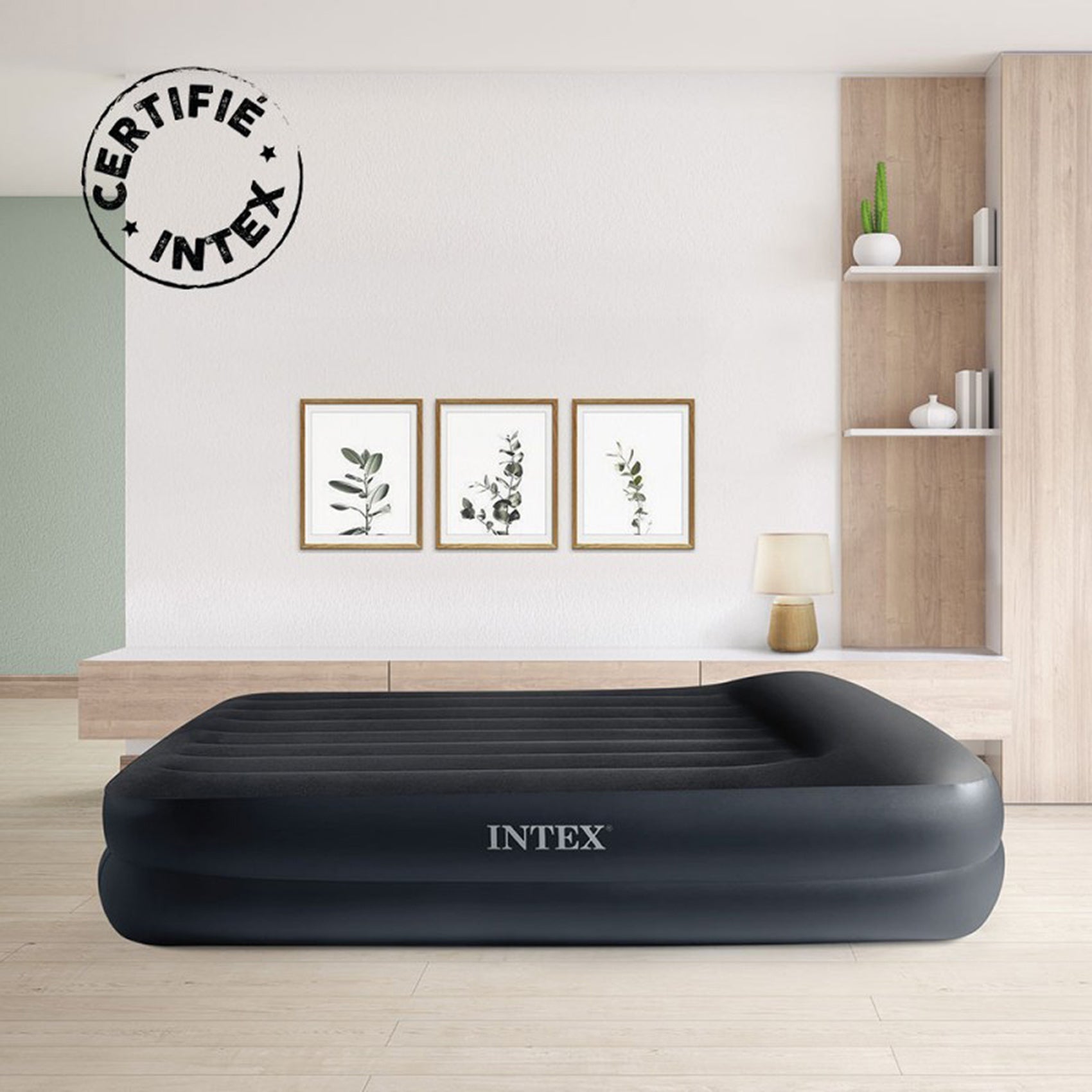 Matelas Gonflable Intex 64136ND Avec Pompe - 152x203x42 Cm - Pratique Pour Invités Ou Camping