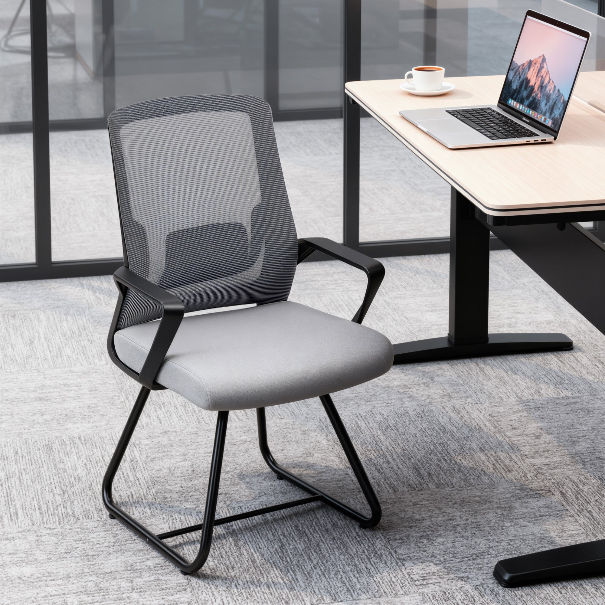 Chaise bureau filet transparent sans roues, salle d'attente/conférence ...