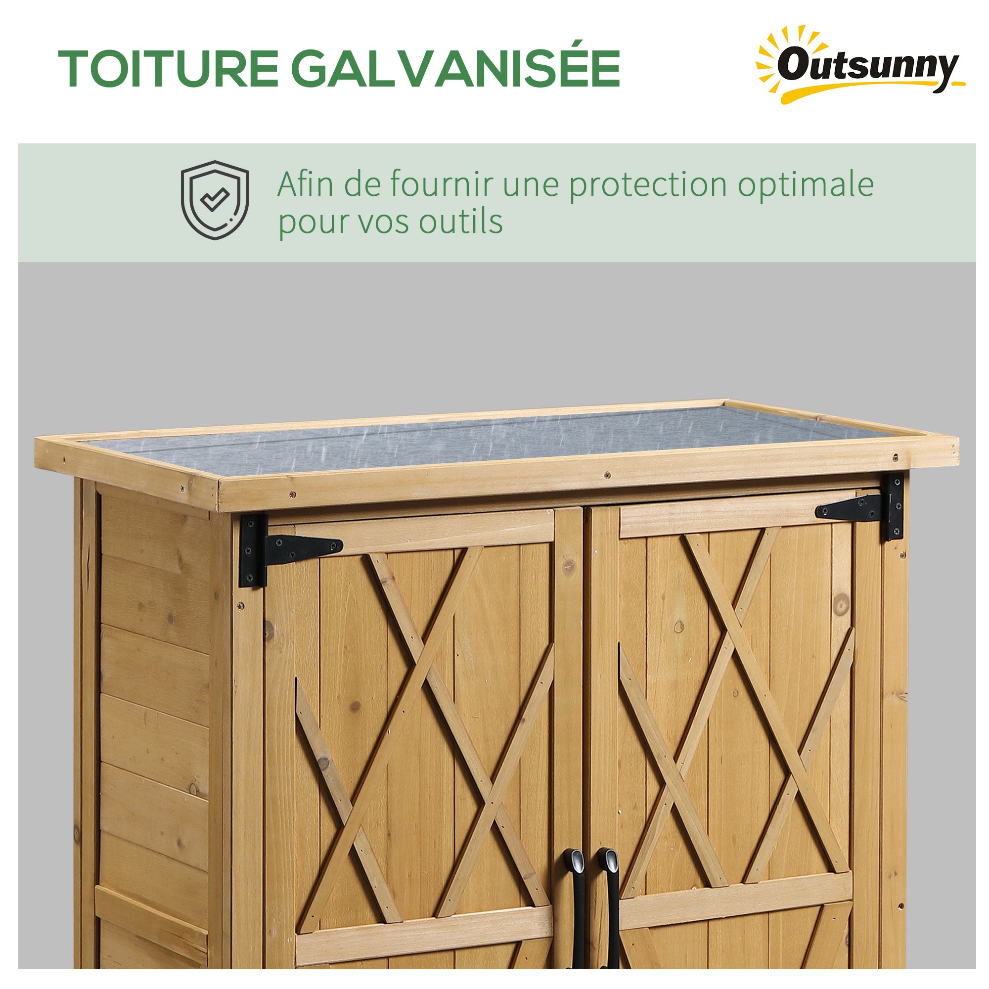 Armoire de jardin en sapin jaune Outsunny - 5