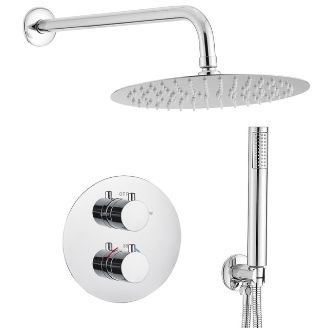 Valaz Série Jucar - Douche thermostatique murale ronde chromée de 25 cm