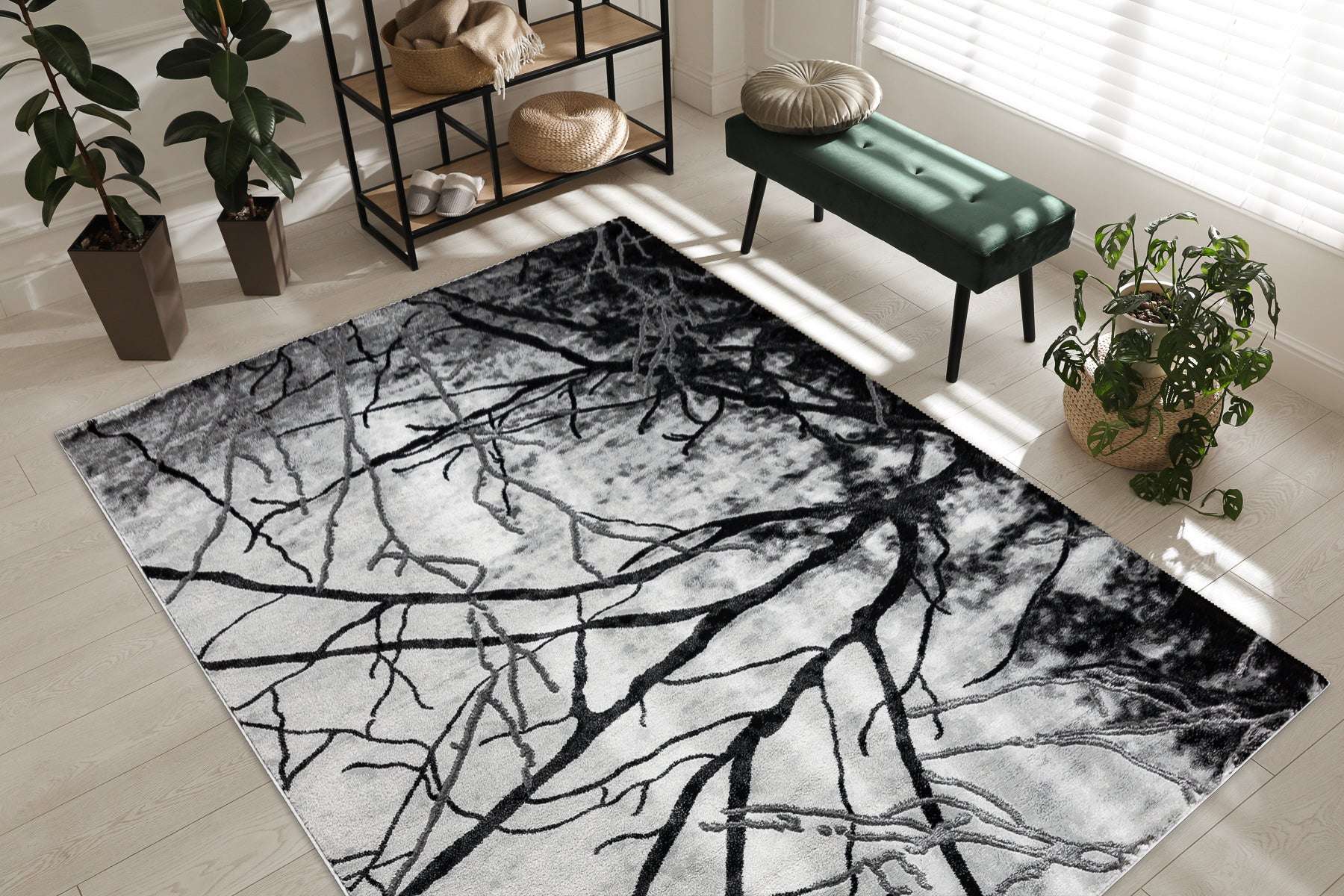 Dywan EMERALD ekskluzywny 3820 glamour, stylowy drzewo srebrny 140x190 cm - 5