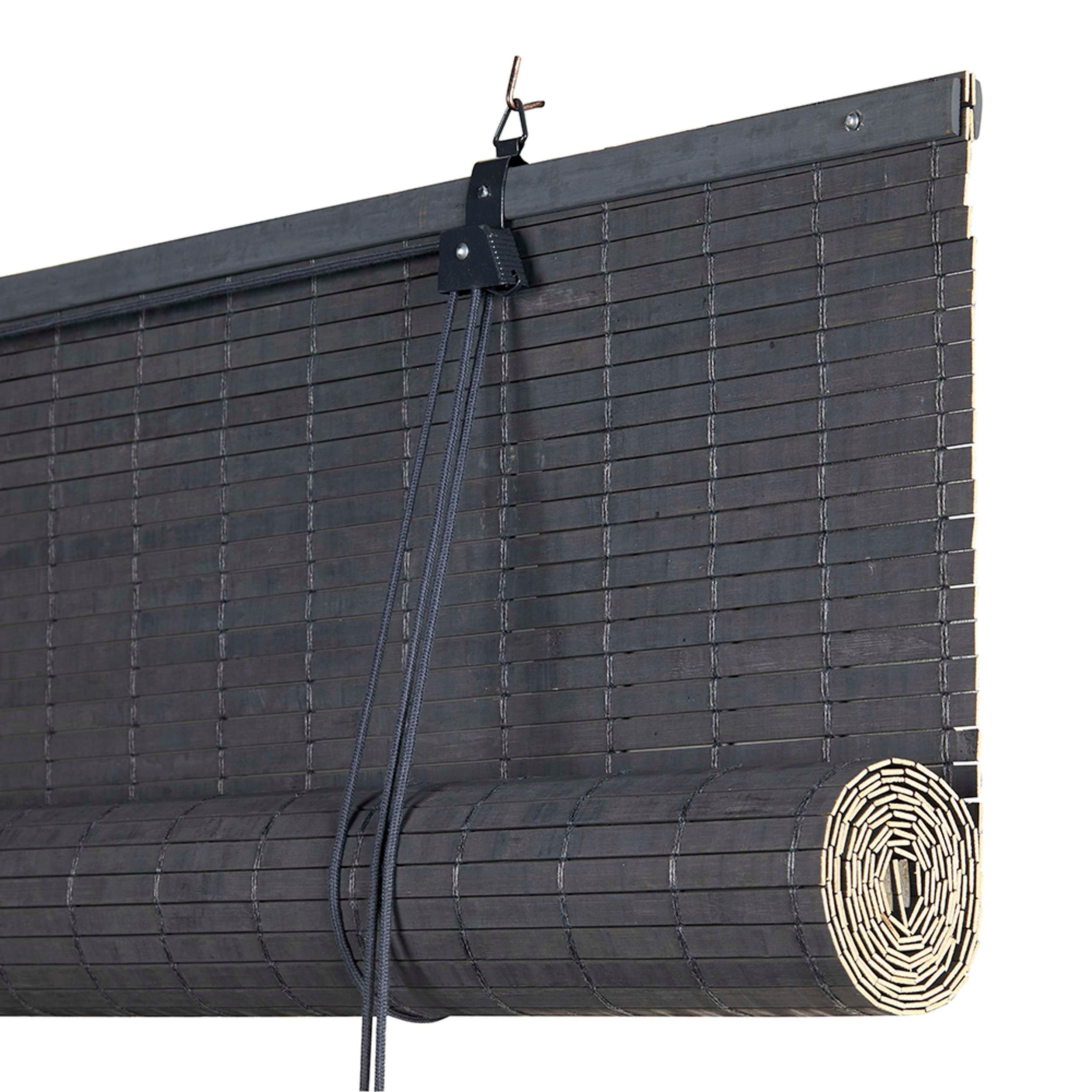 Store enrouleur à lamelles de bambou, store en bambou naturel gris 120 x 175 - 3