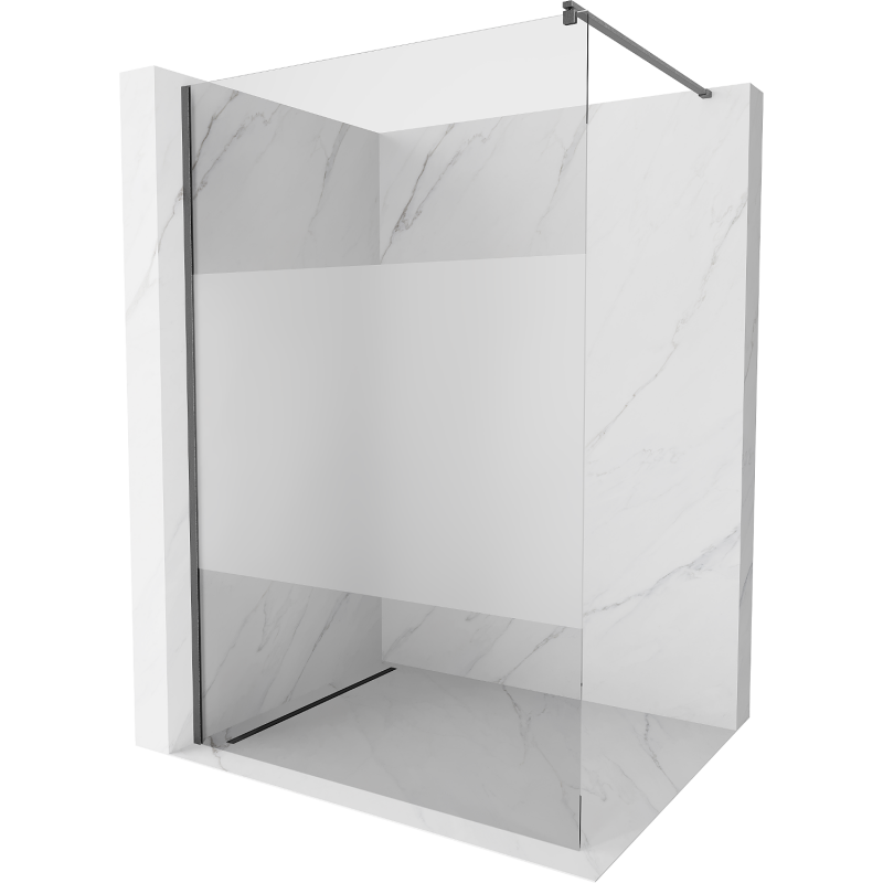 Mexen Kioto ścianka prysznicowa Walk-in 80 x 200 cm, transparent/szron 8 mm, gun gray szczotkowany - 800-080-101-66-35