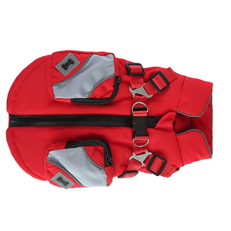 Colete para animais de estimação/roupa para cachorro, jaqueta com zíper, roupa de inverno (vermelho, tamanho GG) - 3