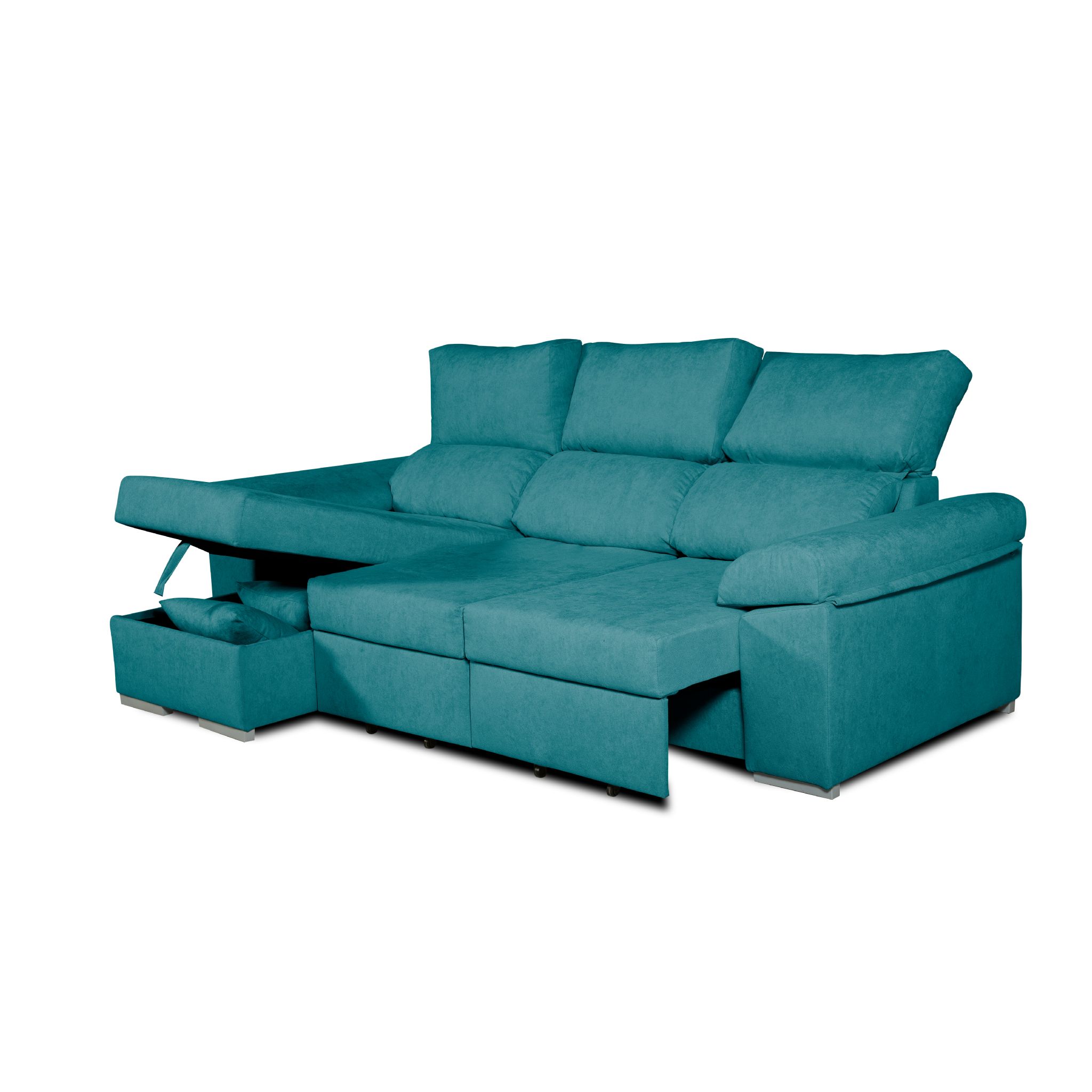 Sofa esquinero chaiselongue convertible en cama darg izquierda 235x148 cm esmeralda tejido con sistema acualine tanuk