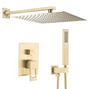 Cabine de douche carrée doré L.80 x l.80 x H.195 cm, verre transparent