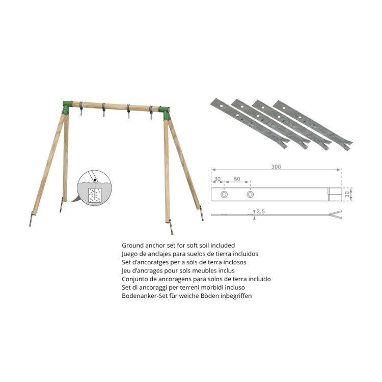 Balançoire double en bois rond Masgames DOBLE PLUS XL - 7