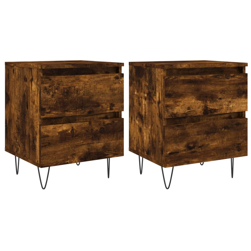 Maison Exclusive - Tables de chevet 2 pcs chêne fumé 40x35x50 cm bois ingénierie - 2