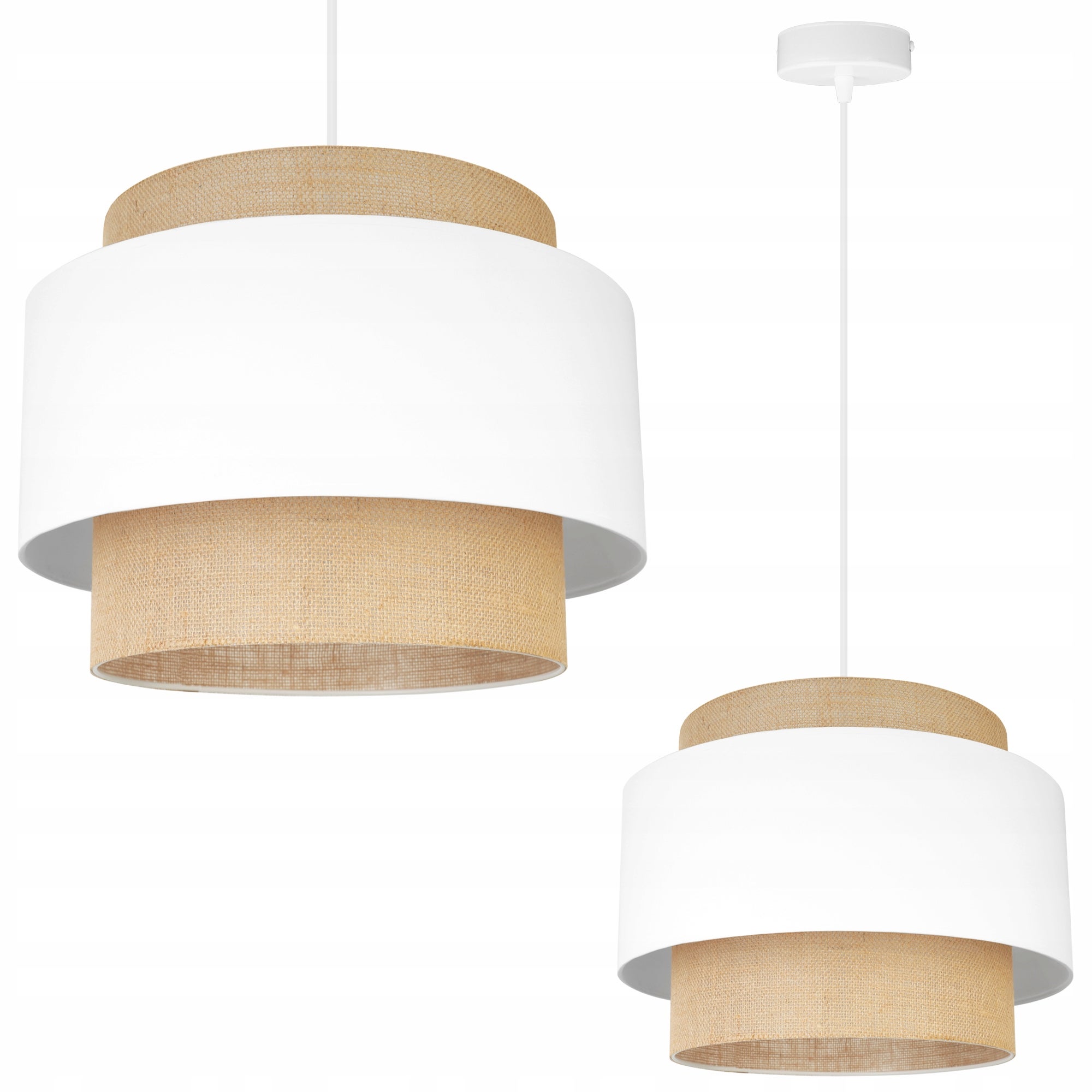 Lampa sufitowa wisząca Boho loft 1xE27 abażur juta 35cm biały Light Home LH