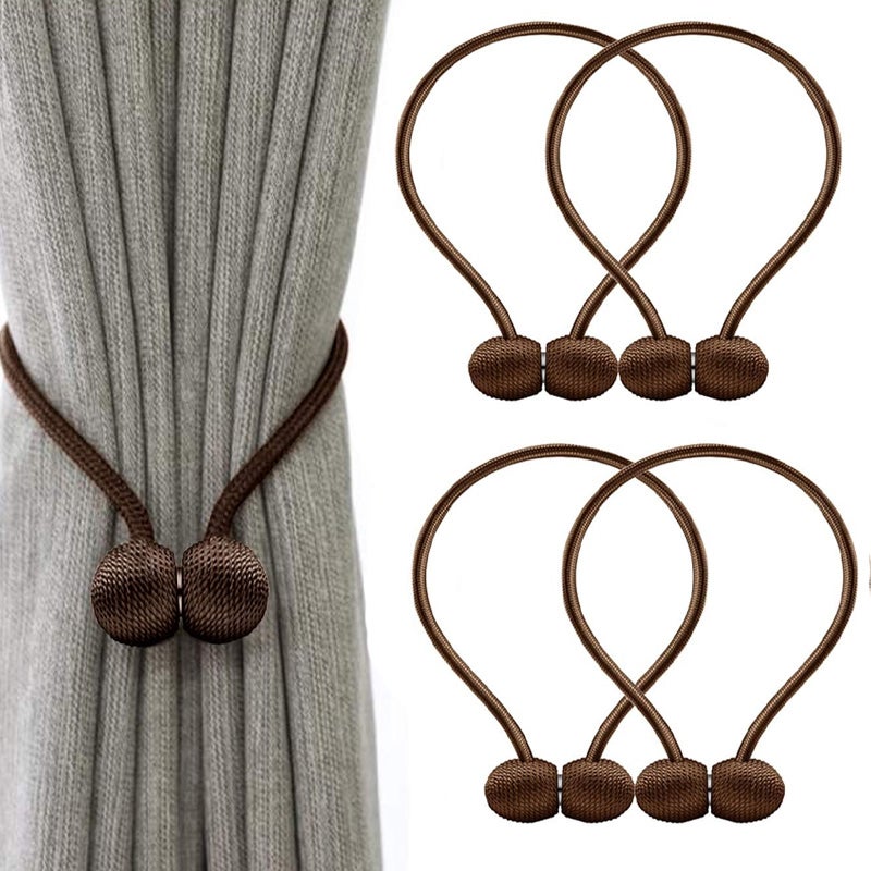 Paski magnetyczne z klamrą do zasłon, klamra do zasłon na kask, długość całkowita 48 cm (brązowe)
