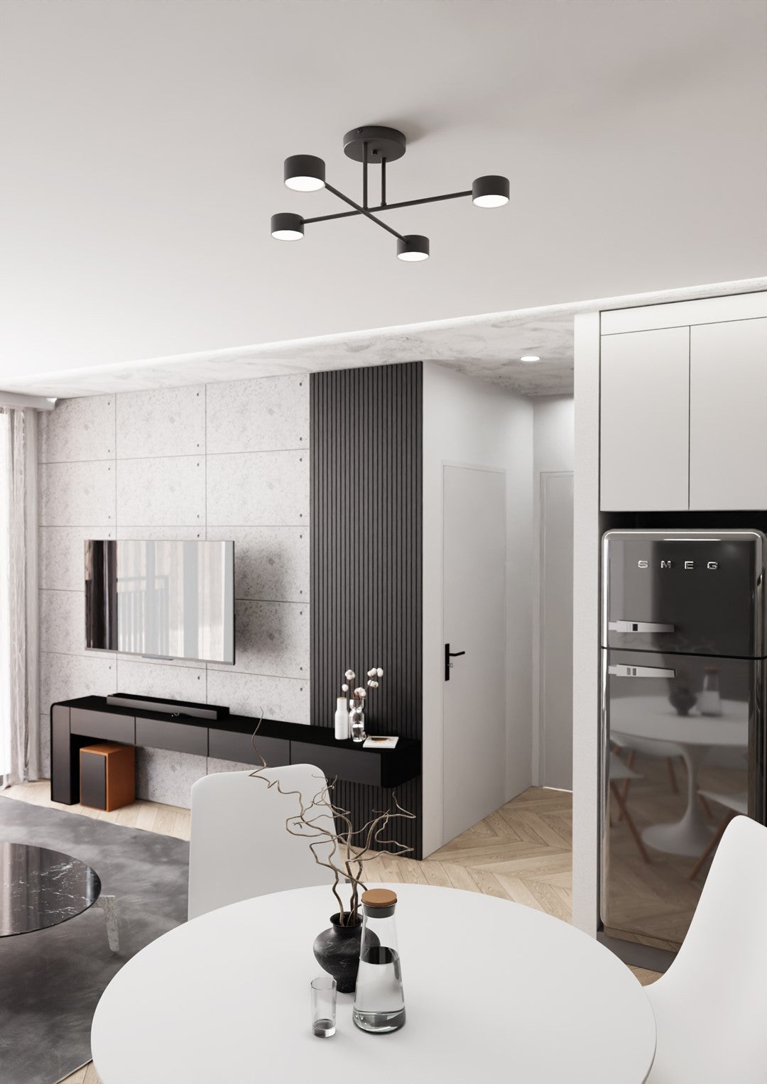 Lampa sufitowa Halo czarna 4xGX53x8W nowoczesna wym: 20 x 60 x 60 cm metal Emibig - 3