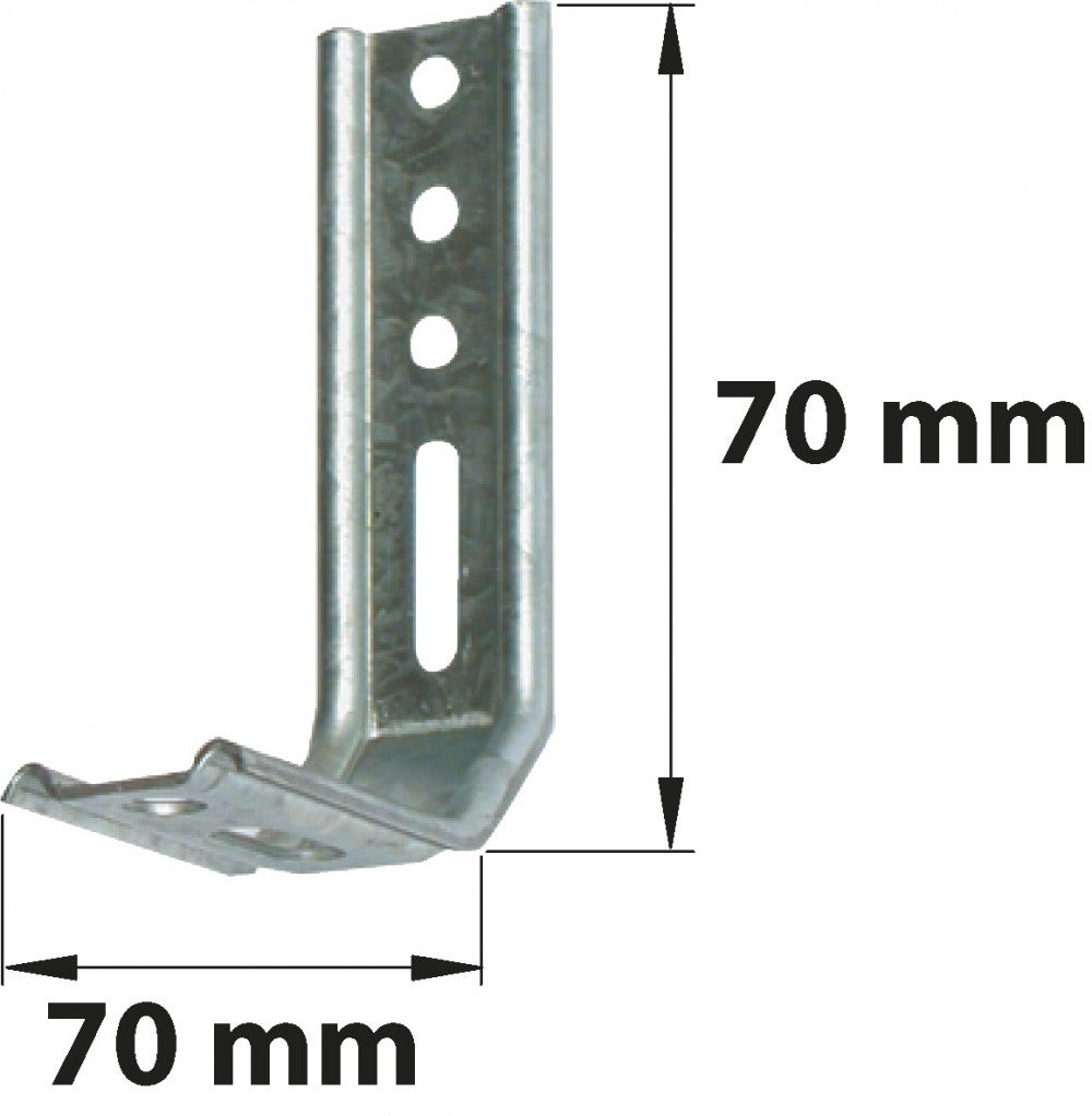 Equerre de fixation acier zingué, H.70 x L.70 x P.30 mm - 2