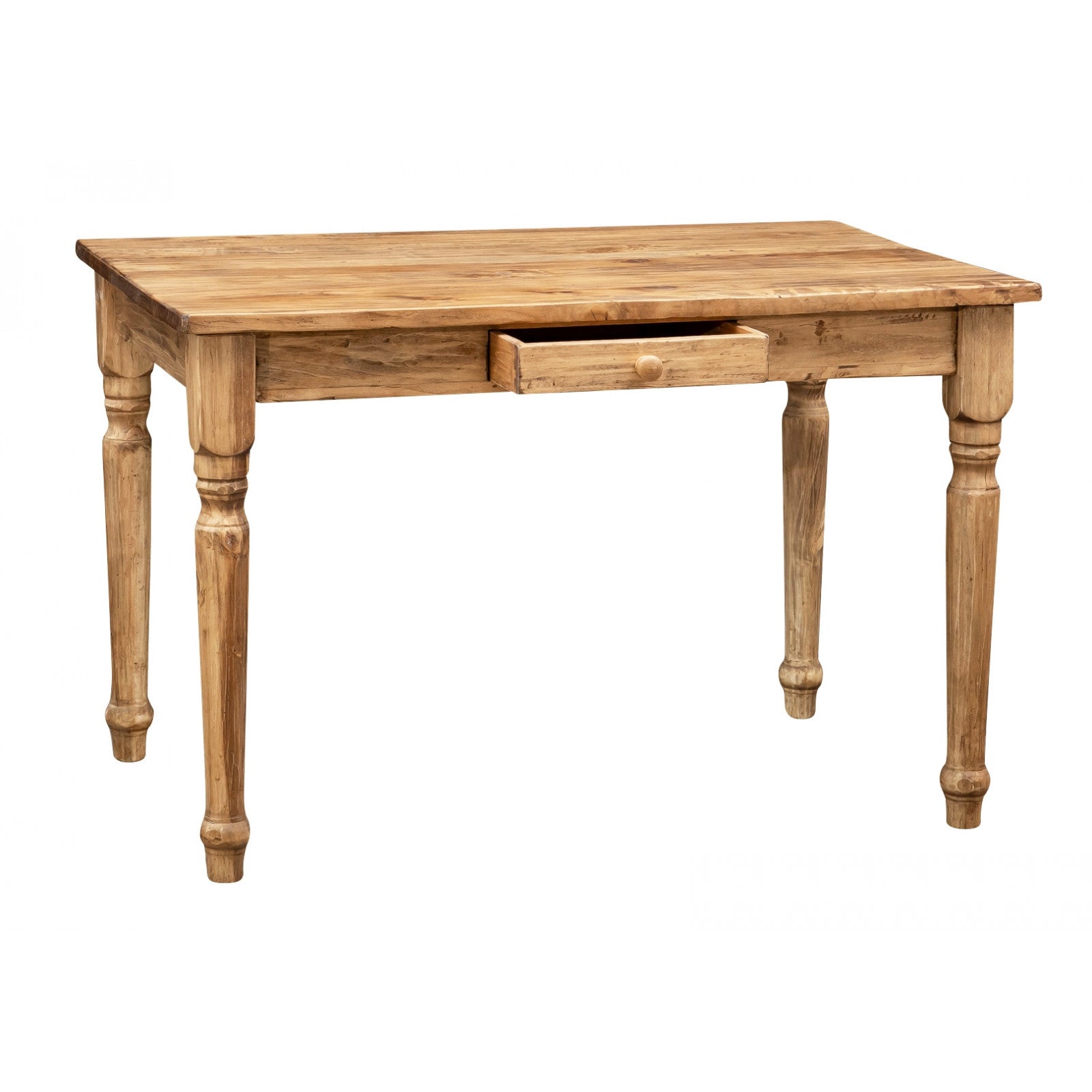 BISCOTTINI Bureau en Tilleul Massif - Bureau d'Ordinateur Finition Noyer Antique - Bureau d'Angle pour Salon et Chambre - 120x80 - 3