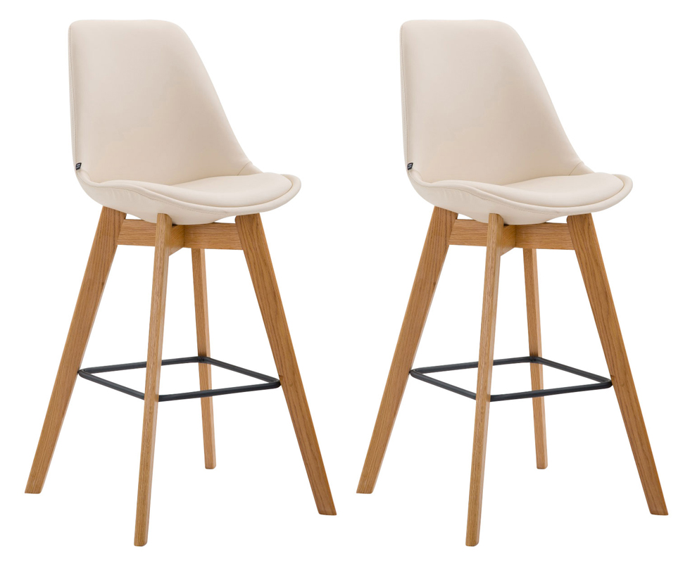 Set de 2 taburetes metz en simil cuero crema|natural