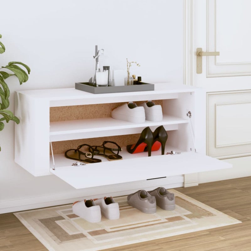 Meuble à chaussures pour Entrée en bois lamellé Blanc Design 6 paires maximum - 3